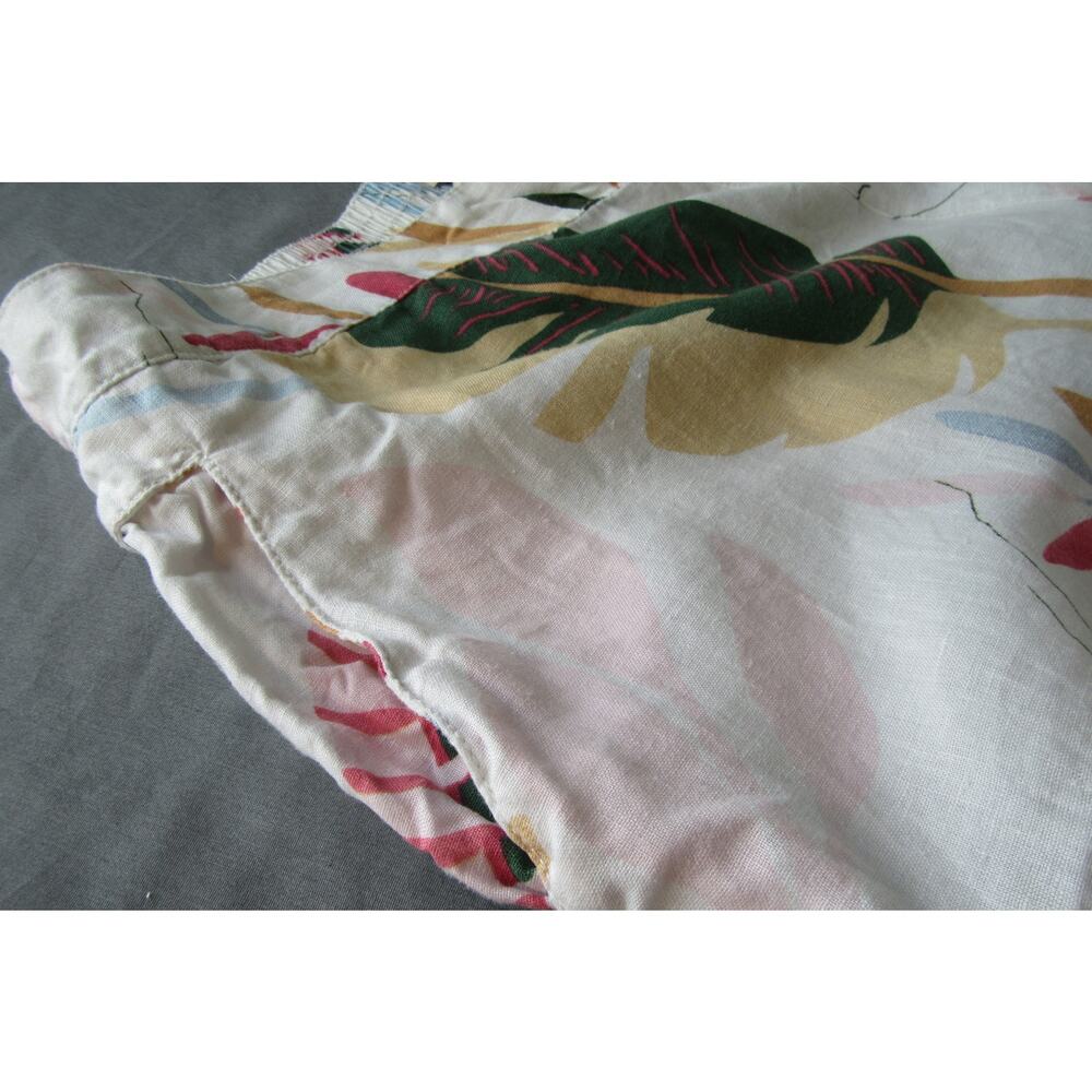 Cynthia Rowley 100% Linen Wide Leg Pull-On Crop Pants XL White Floral Beach Boho - Picture 8 of 11